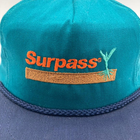 Vintage Surpass Zeneca Snapback Trucker Hat Teal Navy‎ Made in USA - Picture 2 of 8